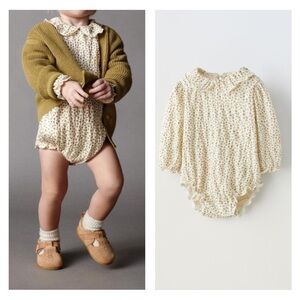 NWT Zara cotton floral collared bodysuit